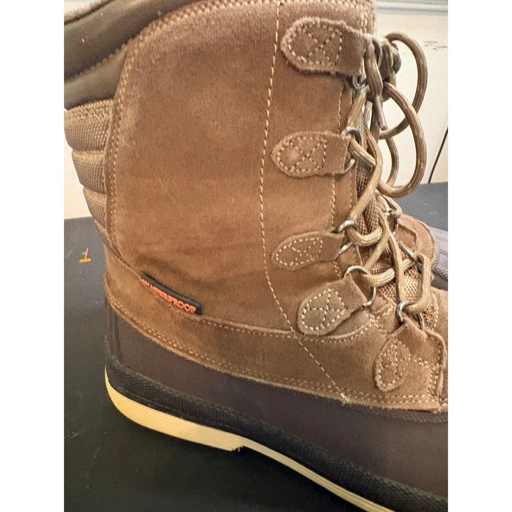 Nortiv 8 Mens Waterproof Winter Snow Boots Brown Suede Insulated Slip Resistant